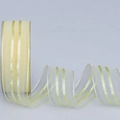 Pale yellow vertical striped sheer organza ribbon roll for gift wrapping - Lemon Yellow / Wide Version Short Roll