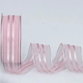 Light pink vertical striped organza ribbon roll for gift wrapping and hair bows - Pink / Wide Version Short Roll