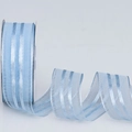 Light blue vertical stripe chiffon ribbon roll for elegant hair bows and gift wrapping - Light Blue / Wide Version Short Roll