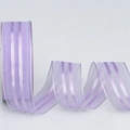 Roll of purple striped organza ribbon with semi-transparent texture and wavy edges - Light Purple / Wide Version Short Roll