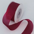 Deep red 2.5cm semi-transparent organza ribbon roll for wedding and gift decor - Red