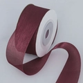 Roll of 2.5cm wide burgundy matte sheer organza ribbon for DIY crafts and wedding decor - Burgundy