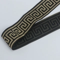 Cinta jacquard étnica con patrón griego en oro y negro para accesorios de ropa DIY - Negro y Oro