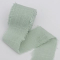 Light green frayed edge cotton linen ribbon roll for DIY crafts and gift wrapping - Light Green