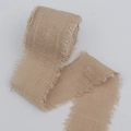 Beige frayed edge linen ribbon for rustic DIY crafts and gift wrapping decor - Coffee