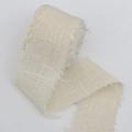 Frayed cotton linen ribbon in natural beige for DIY sewing and gift wrapping decor - Off White