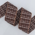Brown and white striped plaid ribbon with metallic shimmer and wavy stitched edges - 3.8cm*50 Yards / Brown