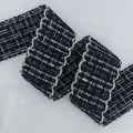 Classic black and white tweed ribbon with wavy edges for DIY crafts and hair accessories - 3.8cm*50 Yards / Black