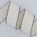 Plaid tweed ribbon with silver metallic thread, scalloped edge and black trim detailing - 3.8cm*10 Yards / Beige