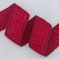 Dark red tweed ribbon with black weave and scalloped edges for DIY hair bow crafts - 3.8cm*10 Yards / Red