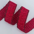 Red plaid ribbon with brown wavy edges and glitter accents for DIY hair accessories - 2.5cm*10 Yards / Red