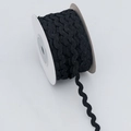 Nastro nero a zigzag di 5mm avvolto su una bobina bianca per cucito e artigianato - Nero