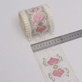 7.5cm milk silk mesh lace trim with pink heart floral embroidery for DIY crafts - Pink Heart Floral Style (2#)