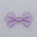 Purple satin and white lace embroidered butterfly bow accessory for DIY doll clothing - Purple Double Ear Style