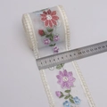 8cm wide floral embroidery on sheer mesh lace with colorful flowers and white scalloped edge - Colorful Vibrant Floral Style (3#)