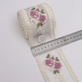 9cm white mesh lace ribbon with pink rose embroidery for DIY sewing projects - Pink Purple Rose Style (5#)