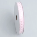 Hellrosa Polyester-Spitzenband auf weißer Spule für Geschenkverpackungen und Basteln - Standardrolle / Rosa