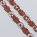 Nastro etnico intrecciato marrone caramello con ricamo floreale bianco per lavori manuali - Marrone Scuro (1cm*5 Yard)