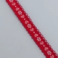 Nastro jacquard rosso da 15mm con ricamo a cuore e fiori e bordo a smerlo - Stile Jacquard Cuore Floreale / Rosso