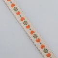 15mm vintage jacquard ribbon with orange hearts and green floral embroidery patterns - Jacquard Heart Floral Style / Orange