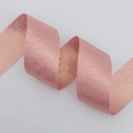 Polyester satin rose gold ribbon with double-sided gilding and elegant wavy texture - 3.8cm x 10 Yards / Pink