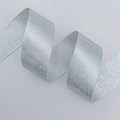 Silver satin ribbon with metallic glitter texture and elegant S-curve folds for DIY gifts - 3.8cm x 10 Yards / Silver