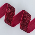 Glitter velvet ribbon in deep red finish for gift wrapping and garment accessories - Wine Red (2cm*20 Yards)