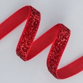 Sparkling red glitter velvet ribbon for gift packaging and DIY Christmas decorations - Red (1cm*20 Yards)