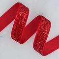 Sparkling red metallic velvet ribbon with glitter for DIY gift wrapping and crafts - Red (1.6cm*20 Yards)