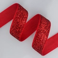 Single-sided red glitter elastic velvet ribbon for DIY crafts and garment sewing - Red (2cm*20 Yards)