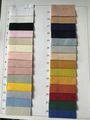 Frayed cotton linen ribbon color chart with 28 shades and numbered fabric samples - Color Card 1