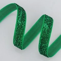 Sparkling emerald green velvet glitter ribbon with elastic knit back for gift wrapping - Green (1cm*20 Yards)