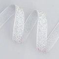 Sparkling white elastic velvet ribbon with iridescent glitter for sewing and DIY crafts - White Multicolor (1cm*20 Yards)