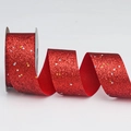 Red glitter ribbon with colorful star sequins on roll for DIY gift wrapping and bows - 4cm*10 Yards / Red