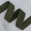 Dark green velvet ribbon with stitched edges for DIY crafts on marble background - 2.5cm*10 Yards / Grass Green