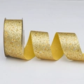 Golden glitter ribbon roll with star sequins for DIY gift wrapping and hair bow making - 4cm*10 Yards / Yellow