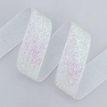 Sparkling holographic white velvet ribbon with iridescent glitter for gift wrapping - White Multicolor (2cm*20 Yards)