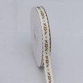 1cm floral scalloped ribbon with brown and green embroidery on a cream spool - 1cm / Beige