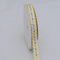 Floral embroidery ribbon with yellow scalloped edges for DIY crafts and sewing - 1cm / Yellow
