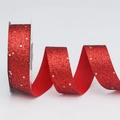 Sparkling red sequin ribbon with star patterns for DIY crafts and hair accessories - 2.5cm*10 Yards / Red