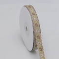 Floral embroidery ribbon on spool with wavy edges and vintage brown flower pattern - 1cm / 7# Khaki