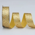 Golden glitter ribbon roll with colorful star sequins for DIY hair bows and gift wrapping - 2.5cm*10 Yards / Yellow