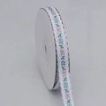 1cm floral embroidery ribbon with white scalloped lace edges on a round paper roll - 1cm / 5# White