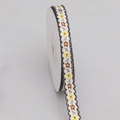 1cm colorful floral ribbon with scalloped edges and yellow embroidery for DIY sewing - 1cm / 53# Yellow Black