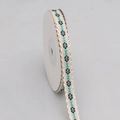 Beige floral embroidered ribbon with white scalloped lace edges on a spool - 1cm / 45# Yellow Blue