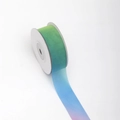 Primer plano de cinta de organza con degradado verde, azul y morado para manualidades caseras - Cinta Degradada de Color Oscuro / 2.5cm*30 Yards