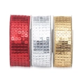 Three rolls of sequined trim ribbons in gold, silver and red for clothing and DIY decor - Customizable Other Colors