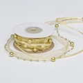 Rouleau de ruban doré clair avec perles dorées intégrées pour emballages de cadeaux - Taille 5 / Jaune foncé