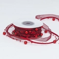 Ruban organza rouge à perles sur bobine pour bricolage, cadeaux et décoration florale - Taille 5 / Bordeaux