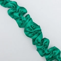 Nastro di raso plissettato verde smeraldo con volant per decorazione regali - 3,5 cm di Larghezza / Verde Natale